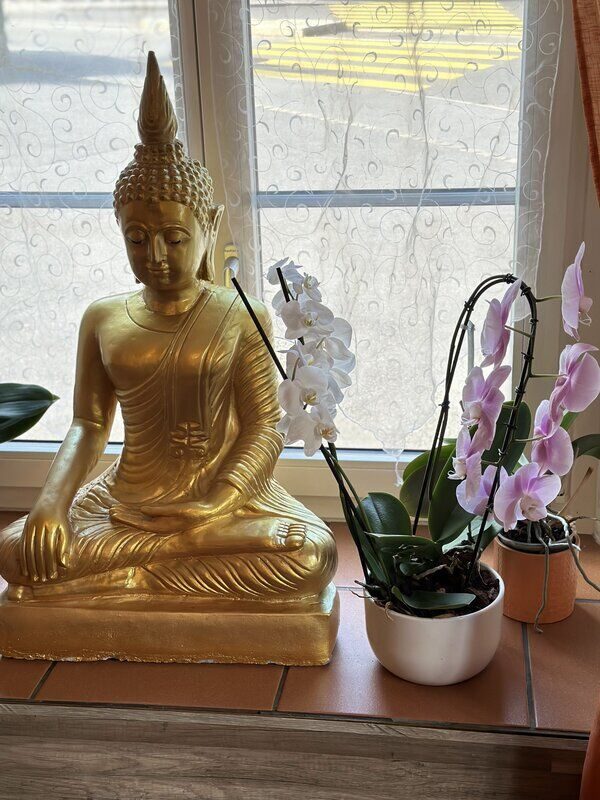 Fensterdekoration mit Thai-Motiven